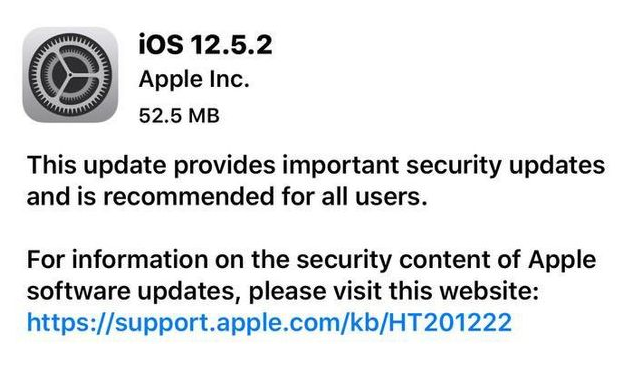 烟台苹果手机维修分享iOS12.5.2发布，建议所有老苹果用户安装 